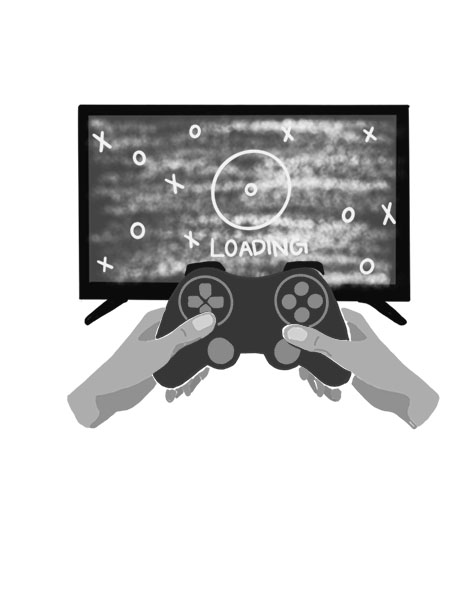 illustration of controller in front of tv