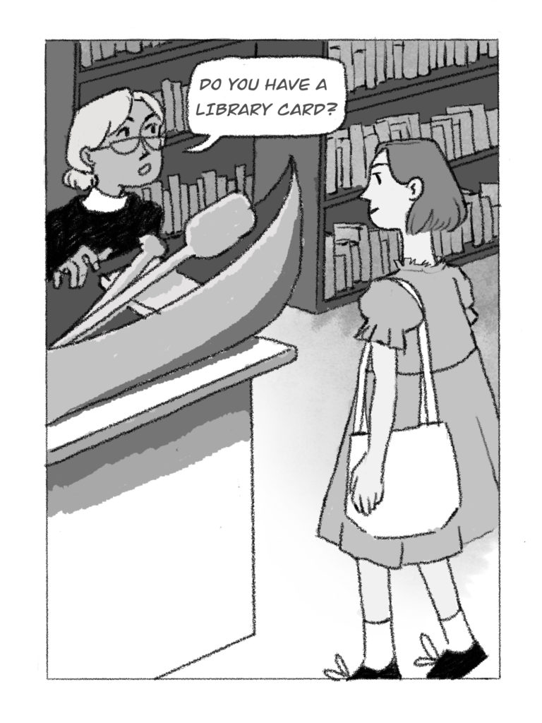 librarian talks to student - illustration 
