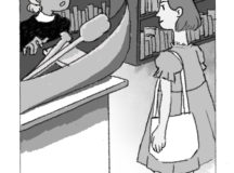librarian talks to student - illustration